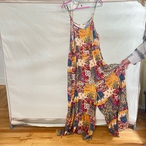 Natural Life Floral Patch Quilt Print Romper With Pockets